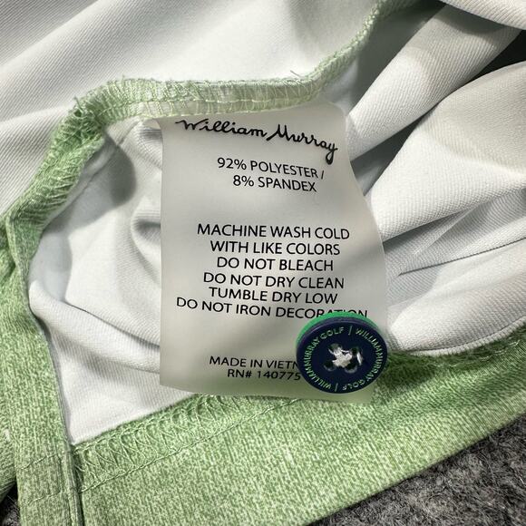 William Murray Green Four Leaf Clover Print Short Sleeve Golf Polo Shirt Size L - Picture 6 of 7